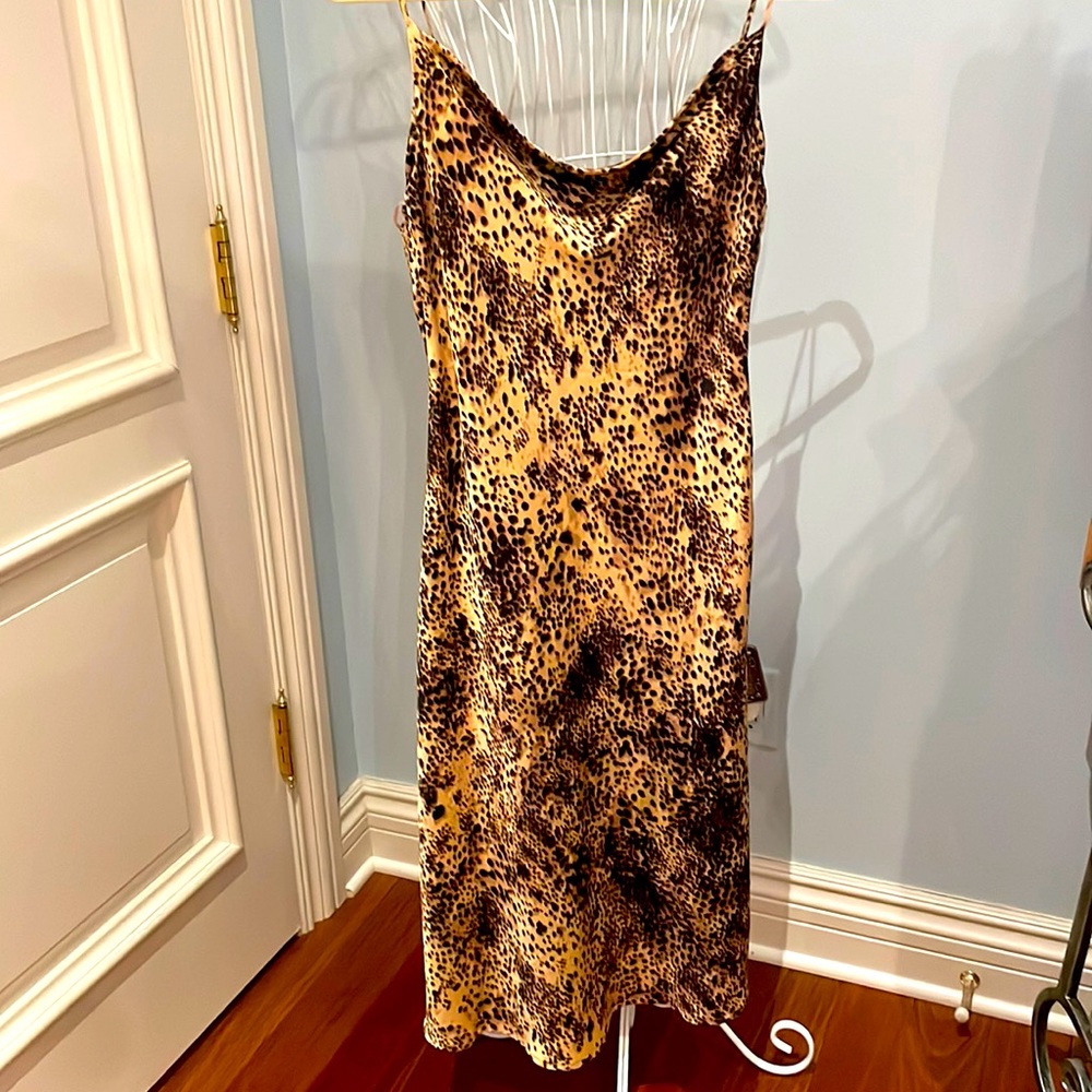 Cotton Candy LA Leopard Satin Slip Dress – Size M